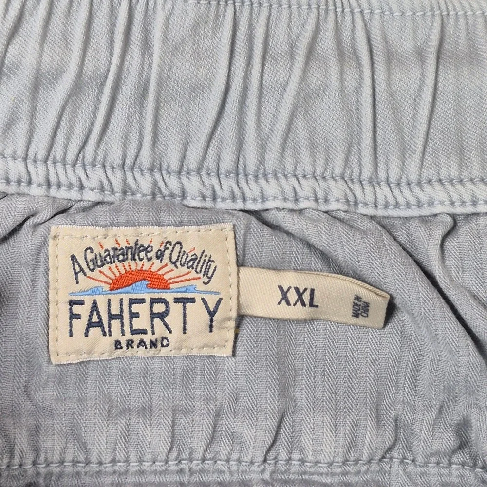 Faherty Mens XXL Light Gray Organic Cotton Linen Blend Drawstring Casual Shorts